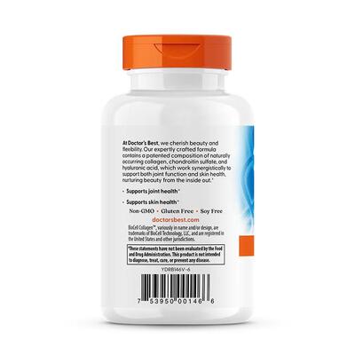 Гіалуронова кислота та хондроїтин Doctor's Best Hyaluronic Acid with Chondroitin Sulfate, 60 капсул