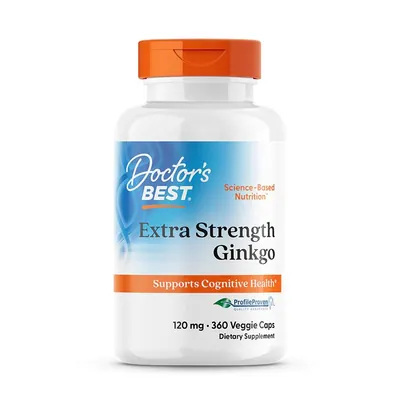 Гінкго білоба Doctor's Best Ginkgo Extra Stength 120 мг, 360 капсул