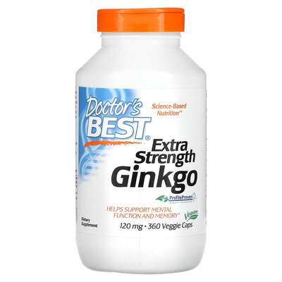 Гінкго білоба Doctor's Best Ginkgo Extra Stength 120 мг, 360 капсул
