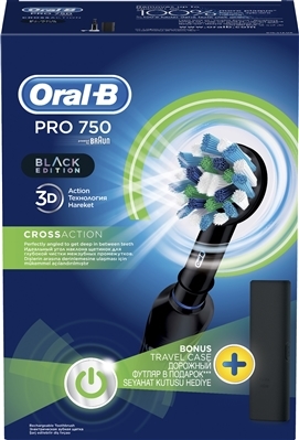 Электрическая зубная щетка Oral-B Pro 750, чёрная