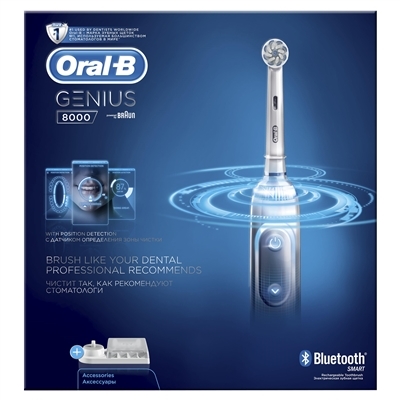 Электрическая зубная щетка Oral-B Genius 8000, серебро