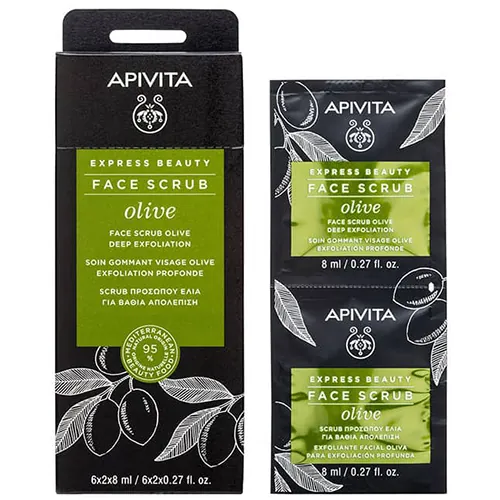 Скраб для обличчя Apivita Express Beauty Глибоке відлущування з оливою, 2 шт х 8 мл
