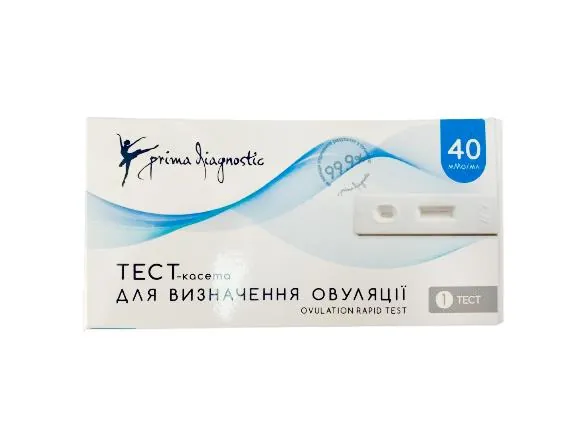 Тест-касета Prima Diagnostic Ovulation Rapid Test для визначення овуляції чутливість 40 мМО/мл, 1 штука