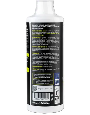 L-карнітин Progress Nutrition L-Carnitine 120.000, зелене яблуко, 1л