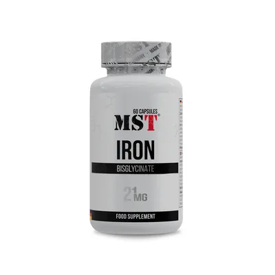 Залізо бісгліцинат MST Nutrition Iron Bisglycinate 21 мг, 60 капсул