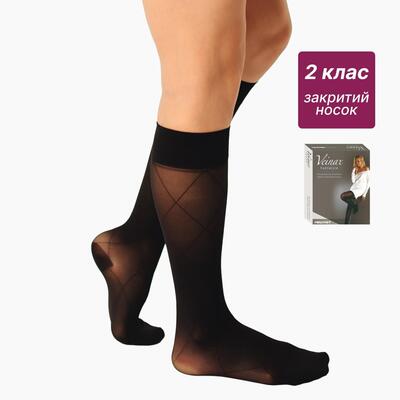 Гольфы компрессионные Veinax Fantaisie 881L-BK Диамант класс компрессии 2 длинные, закрытый носок, черные, размер 4