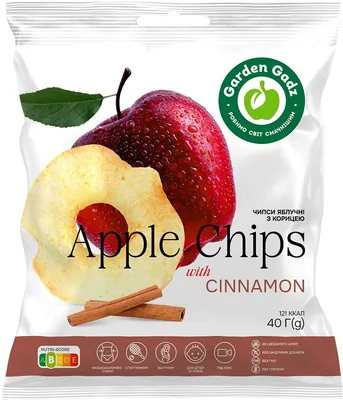 Чипси яблучні Garden Gadz Apple Chips with cinnamon з корицею, 40 г