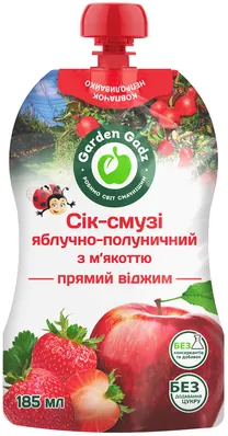 Сік-смузі Garden Gadz Яблуко-полуниця з м'якоттю, 185 мл