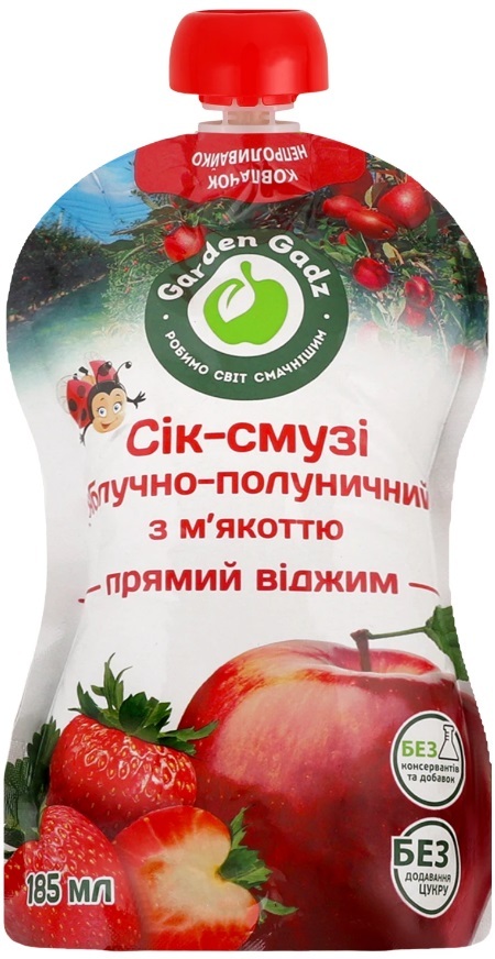 Сік-смузі Garden Gadz Яблуко-полуниця, 185 мл