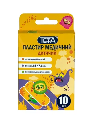 Пластир бактерицидний Teta Дитячий на тканій основі 2,5 см х 7,2 см, 10 штук