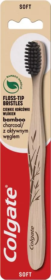 Зубна щітка Colgate Bamboo Charcoal Бамбук Деревне Вугілля чорна, м'яка, 1 шт