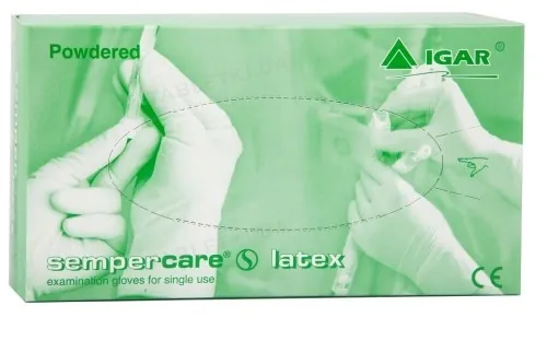 Рукавички оглядові Sempercare латексні з пудрою нестерильні, розмір М, пара