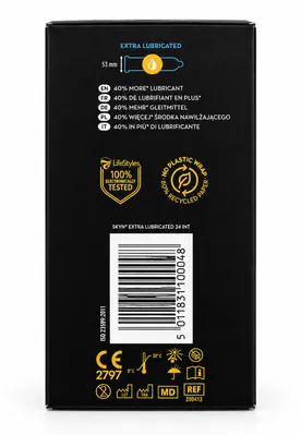 Презервативи Skyn Extra Lubricated ультратонкі безлатексні зі збільшеною кількістю лубриканту, 24 штуки