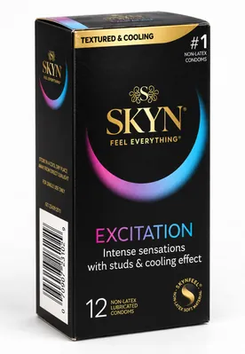 Презервативи Skyn Excitation ультратонкі з рельєфом і охолоджувальним ефектом, 12 штук