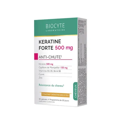 Кератин Форте Biocyte Keratine Forte Anti-chute Pack 500 мг для зміцнення волосся, 120 гелевих капсул