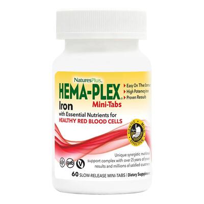 Вітамінно-мінеральний комплекс Nature's Plus Hema-Plex Iron, 60 міні-таблеток повільного вивільнення