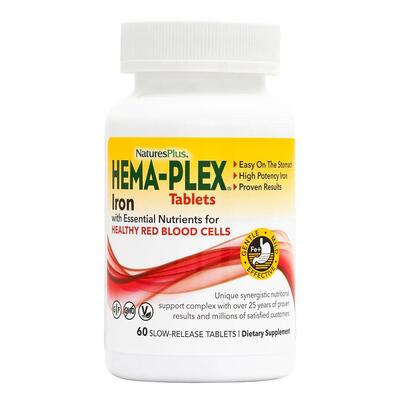 Вітамінно-мінеральний комплекс Nature's Plus Hema-Plex Iron, 60 таблеток повільного вивільнення
