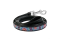 Повідець Collar WAUDOG Design малюнок Квіти, ширина 18 мм довжина 122 см, чорний