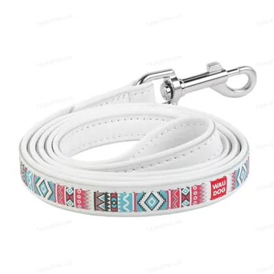 Повідець Collar WAUDOG Design малюнок Етно, ширина 12 мм довжина 122 см, білий