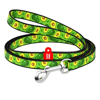 Поводок Collar WAUDOG Nylon рисунок Авокадо, ширина 10 мм длина 122 см
