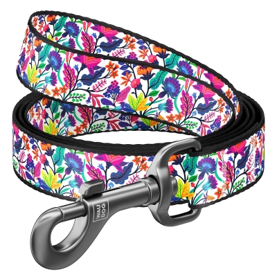 Поводок Collar WAUDOG Nylon рисунок Волшебные цветы, ширина 15 мм длина 122 см