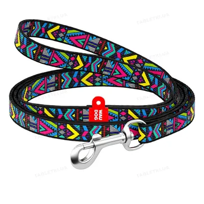 Повідець Collar WAUDOG Nylon малюнок Інді, ширина 10 мм довжина 122 см