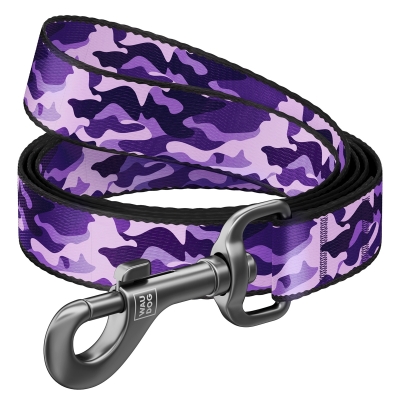 Поводок Collar WAUDOG Nylon рисунок Фиолетовый камо, ширина 15 мм длина 122 см
