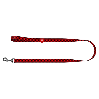 Поводок Collar WAUDOG Nylon рисунок Шотландка красная, ширина 15 мм длина 122 см