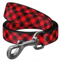 Повідець Collar WAUDOG Nylon малюнок Шотландка червона, ширина 15 мм довжина 122 см