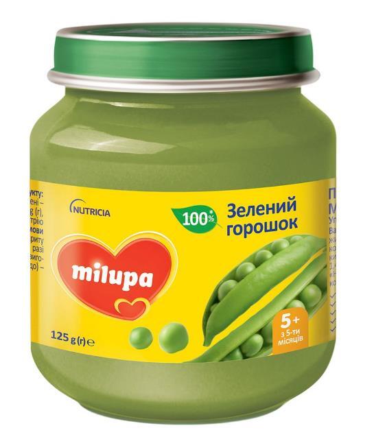 Пюре овощное Milupa Зеленый горошек для детей с 5 месяцев, 125 г
