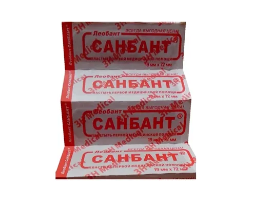 Пластир медичний Леобант СанБант бактерицидний 19 мм х 72 мм, 500 штук