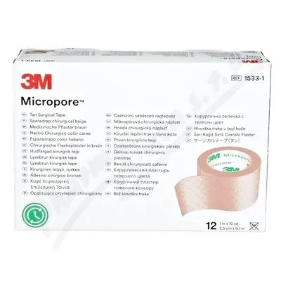 Пластир медичний Micropore 1533-1 хірургічний на нетканій основі, тілесний 2,5 см х 9,1 м, 1 штука