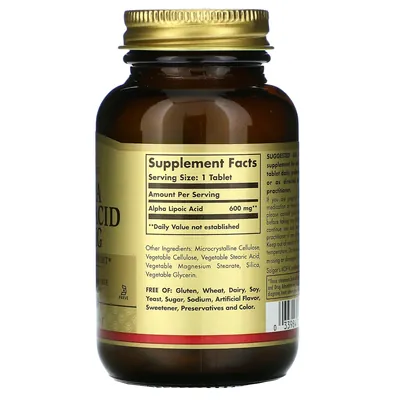 Альфа-ліпоєва кислота Solgar Alpha Lipoic Acid 600 мг таблетки №50