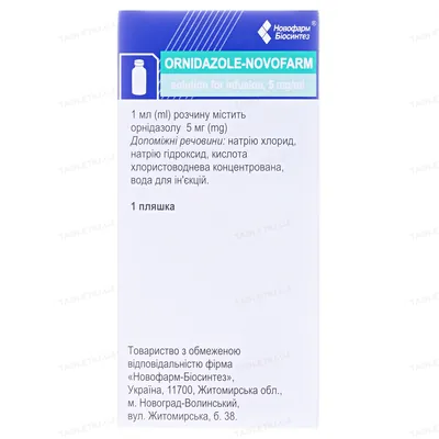 Орнідазол-Новофарм розчин д/інф. 5 мг/мл по 100 мл у пляш.