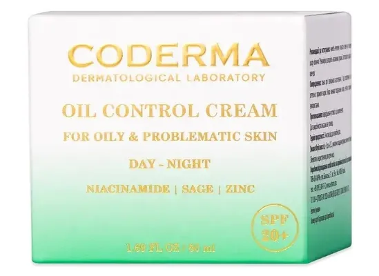 Крем для обличчя Coderma матуючий для жирної та проблемної шкіри день/ніч, 50 мл