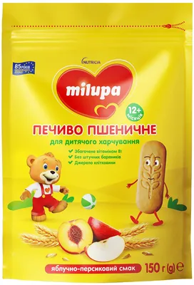 Печиво Milupa Дитяче пшеничне з яблучно-персиковим смаком, від 12 місяців, 150 г