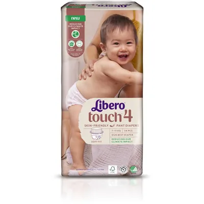 Підгузки Libero Touch розмір 4, 7-11 кг, 34 шт