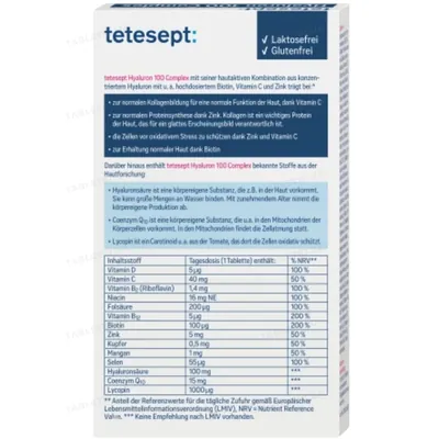 Гіалурон Tetesept Hyaluron 100 Complex, 30 таблеток