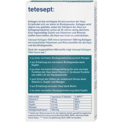 Коллаген Tetesept Kollagen 1000 Intense, 30 таблеток