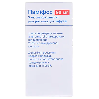 Паміфос концентрат д/приг. р-ну д/інф. 3 мг/мл (90 мг) по 30 мл №1 у флак.