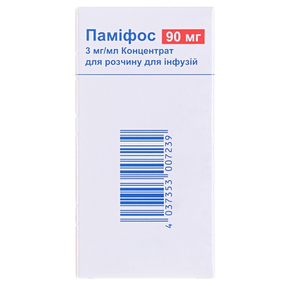 Паміфос концентрат д/приг. р-ну д/інф. 3 мг/мл (90 мг) по 30 мл №1 у флак.
