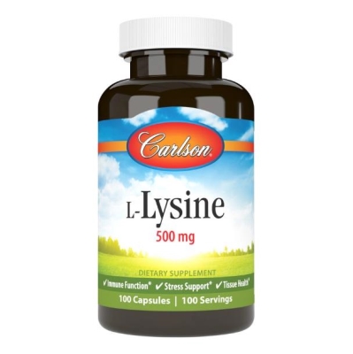 Аминокислота L-Лизин Carlson Labs L-Lysine 500 мг, 100 капсул