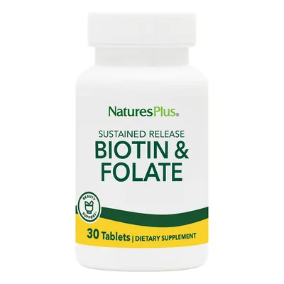 Біотин та фолієва кислота Nature's Plus Biotin & Folic Acid, 30 таблеток