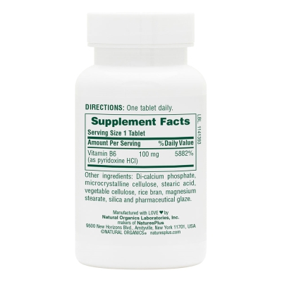 Витамин B6 Nature's Plus Vitamin B6 100 мг, 90 таблеток