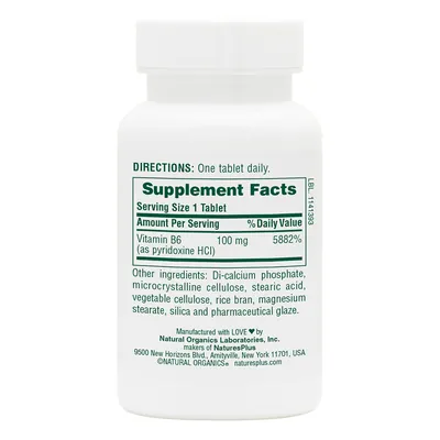 Вітамін B6 Nature's Plus Vitamin B6 100 мг, 90 таблеток
