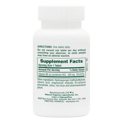 Витамин B6 Nature's Plus Vitamin B6 500 мг, 90 таблеток
