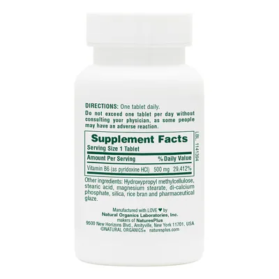 Вітамін B6 Nature's Plus Vitamin B6 500 мг, 90 таблеток