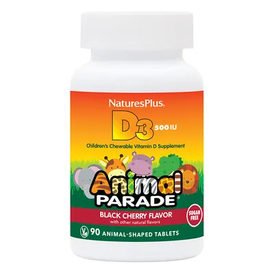 Вітамін D3 для дітей Nature's Plus Animal Parade Vitamin D3, без цукру, чорна вишня, 90 таблеток