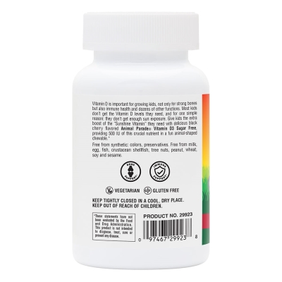 Витамин D3 для детей Nature's Plus Animal Paradе Vitamin D3, без сахара, черная вишня, 90 таблеток