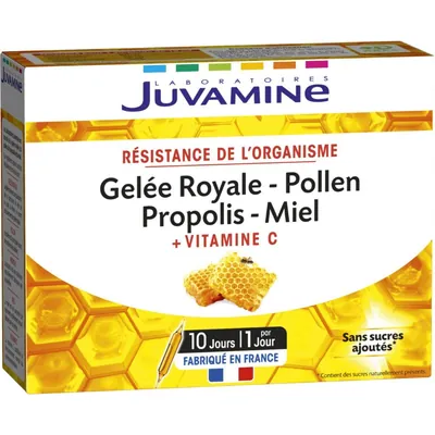 Маточне молочко + пилок + прополіс + мед Juvamine Gelеe Royale Pollen Propolis Miel ампули №10